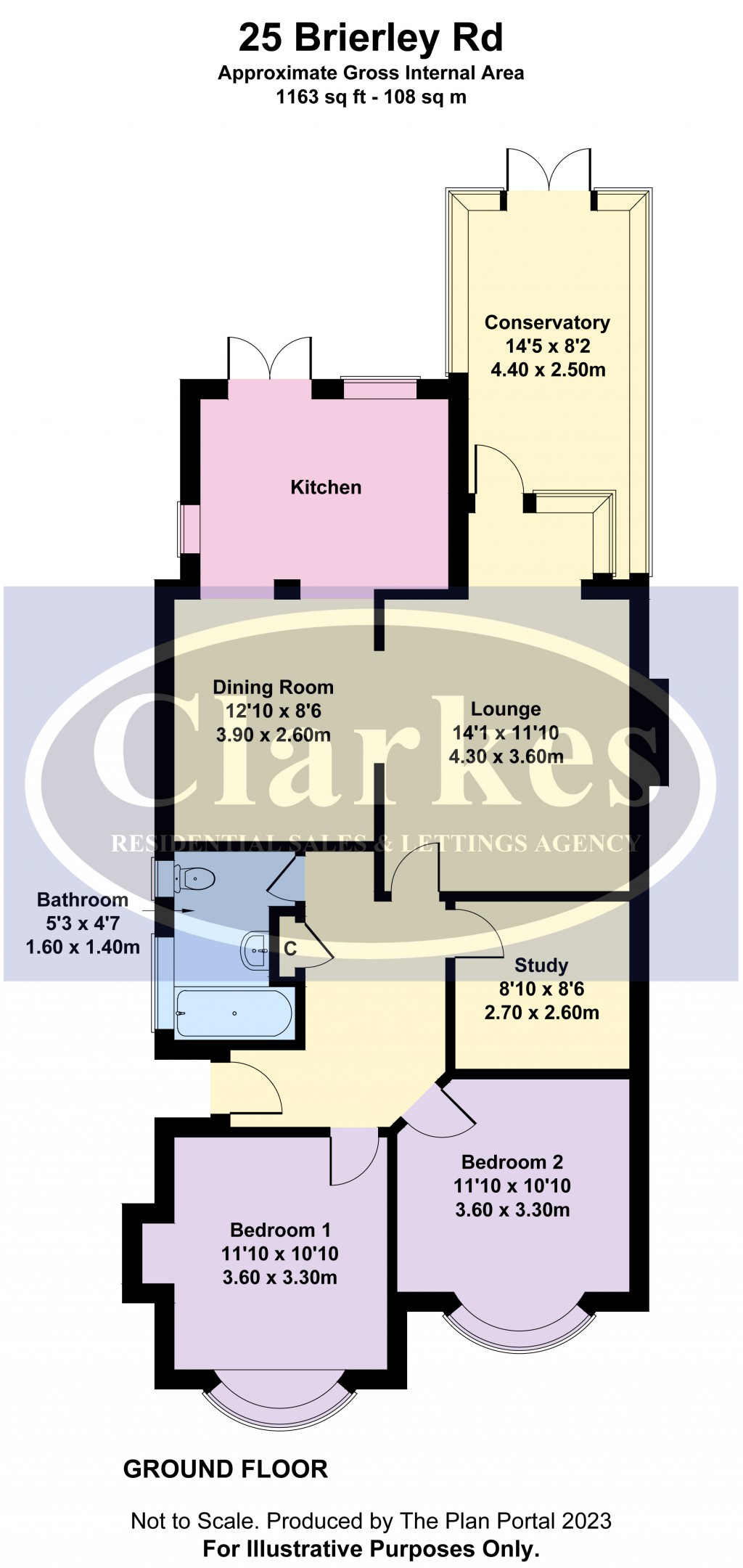 Floorplans For 3 Bed Bungalow on Brierley Road, Northbourne