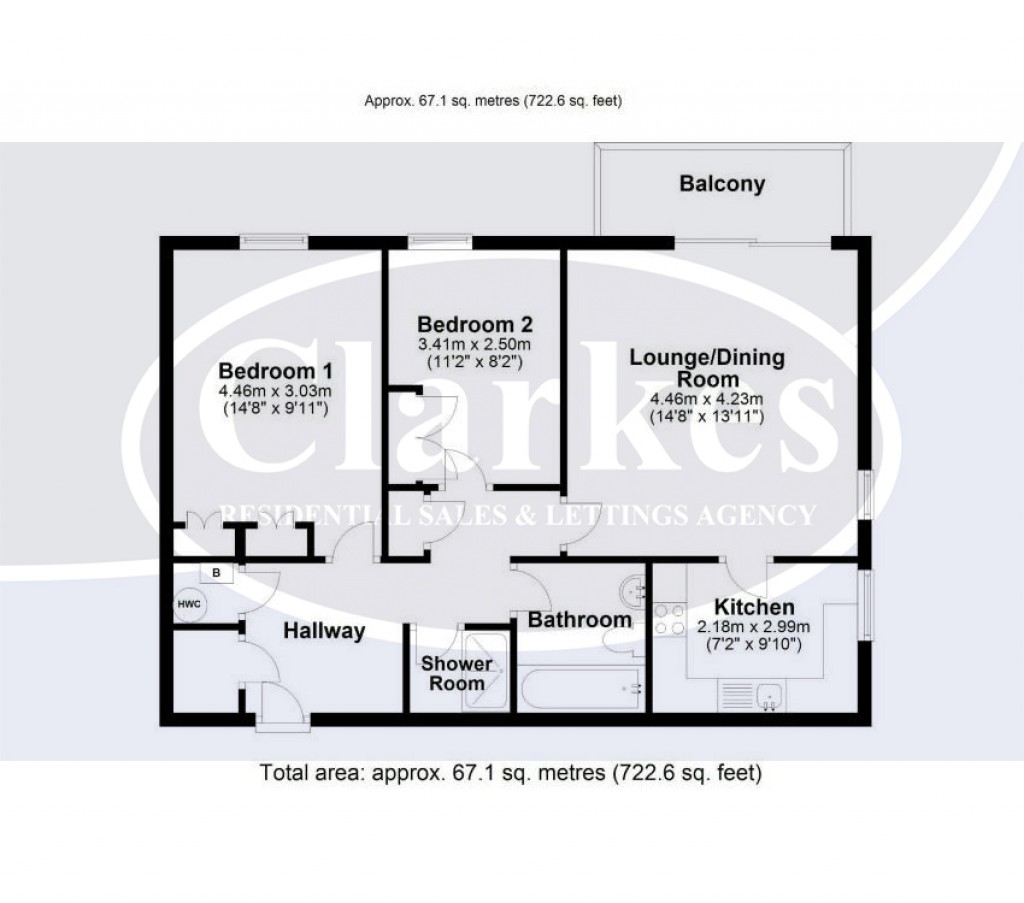 Floorplans For 2 Bed First Floor Flat in Meyrick Park