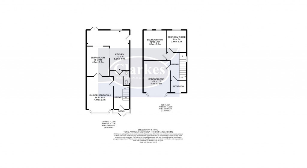 Floorplans For Ensbury Park Road, Bournemouth, Dorset